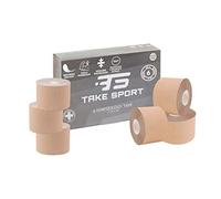 TS Take Sport® Kinesiology Tape 5 cm x 5 m - 6 rollos piel elástico, kinesiotape de algodón y elastano, cinta kinesiológica adhesiva, vendaje neuromuscular, ideal fisioterapia, crossfit, boxeo