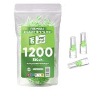 TS Teer STOP Filtros de Cigarrillos Premium 8mm - 1200 uds, Puntas Microfiltro para Cigarrillos Prearmados y Rellenables, Accesorio Reutilizable de Plástico para Cigarrillos Estándar