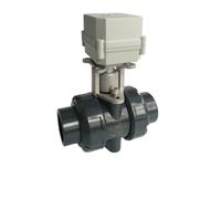 Tsai Fan DN40 PVC Water Control Electric PVC Valve BSP/NPT 1-1/2" DC12V DC24V Electric Shut Off Valve Metal Gears, IP67, CE(NPT THREAD_DC24V_CR703)