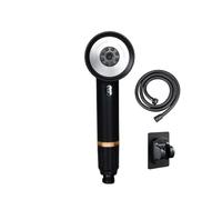 TSangeA Alcachofa de Ducha para Filtro, Antical Alcachofa Ducha con Manguera 1.5m y Soporte, Cabezal de Ducha para 4 Modos (Negro)