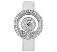 TSAR BOMBA Reloj analógico de cuarzo para mujer con correa de piel auténtica, resistente al agua, 3 ATM, reloj analógico de cuarzo brillante, Silwhite