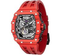 TSAR BOMBA Reloj Automático de Lujo para Hombre de Fibra de Carbono - Movimiento Japonés Cristal de Zafiro - 5ATM Resistente al Agua Reloj para Hombre - Reloj Esqueleto Cuadrado