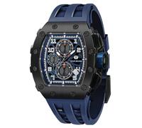 TSAR BOMBA Reloj de Lujo Hombre - Cristal de Zafiro - Movimiento de Cuarzo Japonés - Cronógrafo Watch - Impermeable 50M - Correa de Silicona - Calendario Luminoso - Regalos para Hombres TB8204