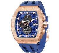 TSAR BOMBA Reloj de Lujo para Hombre Caja con Forma de Barril, Resistente al Agua hasta 50 Metros, Pantalla analógica, Calendario, indicador de Fecha, Reloj de Vestir para Hombre,8211QII-Roseblue