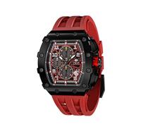 TSAR BOMBA Reloj para Hombre Caja Impermeable Cristal de Zafiro Correa de Silicona Roja Puede Mostrar la Fecha Reloj de Cuarzo de Lujo para Hombre Regalo del día de San Valentín