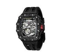 TSAR BOMBA Reloj para Hombres Reloj automático de Hombres Mecanismo japonés, Cristal de Zafiro Reloj Impermeable para Hombres de 50M Relojes Cuadrado Calado, Correa de Silicona TB8208