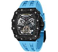TSAR BOMBA Relojes automáticos para Hombre Reloj de Lujo para Hombre con Correa de Silicona Azul Acero Inoxidable Plateado Resistente al Agua y Esfera Grande