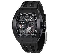 TSAR BOMBA Relojes automáticos para hombre, reloj mecánico de esqueleto, resistente al agua hasta 50 m, relojes analógicos para hombre, correas de reloj de lujo de fluororubber fáciles de quitar,