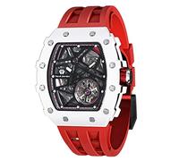 TSAR BOMBA Relojes de Lujo para Hombre, Automático Mecánico Regalo Hombres, Esqueleto Reloj de Pulsera de Hombre, Militar Regalos Originales para Hombre, Correa de Silicona Gran Dial Reloj Hombre