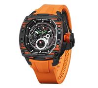 TSAR BOMBA Relojes de lujo para hombre, de fibra de carbono, reloj mecánico intercambiable con materia oscura, reloj automático TB8602, rojo (Redblak)