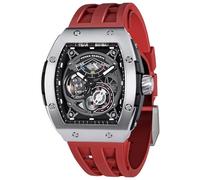 TSAR BOMBA Relojes para Hombre Automático - Reloj Tonel Lujo - Indicador Almacenamiento Energía - Cristal Zafiro - 50m Impermeable - Correa Caucho Fluoro TB8210