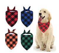 Tsathoggua 4 Piezas Bandanas de Perros, Bufanda de Mascota Baberos Triangulares, pañuelo de algodón a Cuadros para Perros pequeños, medianos y Grandes, Lavable y Duradero, Ajuste Regulable