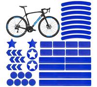 Tsathoggua 42 pcs Pegatinas Reflectantes Bicicleta, Kit de calcomanías Reflectantes, calcomanías Adhesivas de Visibilidad Nocturna para Casco, Bicicleta, Advertencia de Seguridad al Aire Libre (Azul)