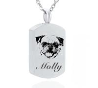 TSD Collar con colgante conmemorativo de acero inoxidable grabado con láser de doble cara, joyería personalizada con urna de cremación con cadena ajustable y caja de regalo, diseño hueco para cenizas