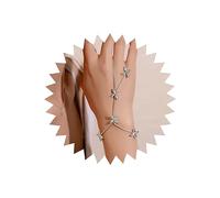 TseenYi Anillo Pulsera Diamantes De Imitación De La Mano De Cristal De Plata Cadenas Flor Del Dedo Pulsera Arnés Mano De Esclavos Joyería Boda Para Mujeres Y Las Niñas
