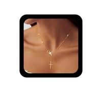 TseenYi Bohemia Cruz Y Collar De Gota De Oro Número 8 Collar Gargantilla Vintage Crucifijo Colgante Collares Ajustables Religiosa Cristiana Cadena Collares Joyería Para Las Mujeres