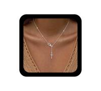 TseenYi Bohemia Cruz Y Collar De Gota De Plata Número 8 Collar Gargantilla Vintage Crucifijo Colgante Collares Ajustables Religiosas Cristianas Collares De Cadena De Joyería Para Las Mujeres