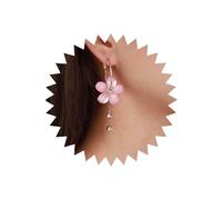 TseenYi Boho Pendientes De Aro Con Flor Acrílica y Cristal - Colgante CZ Con Borla Rosa Floral - Románticos Aros Redondos