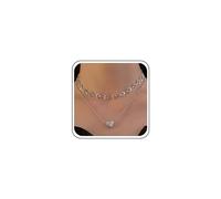 TseenYi Capas Corazón Amor Collar Gargantilla Multicapas Corazón Nacklace Pequeñas Cuentas Collar De Cadena Pequeño Corazón Collar De Plata Amor Collar Corto De La Joyería Para Las Mujeres Y Las Niñas