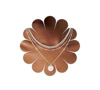 TseenYi Collar bohemio con colgante de moneda en capas, gargantilla de lentejuelas de disco dorado, collar de cadena de eslabones en capas, collares bohemios de disco circular, joyería de cadena para