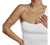 TseenYi - Collar cadena hombro capas punk,cadena hombro borla dorada,cadena hombro borla hoja multicapa,cadena hombro, bikini verano,arnés eslabones playa,joyería cadena corporal para mujere y niñas