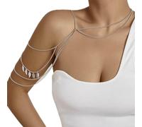 TseenYi - Collar cadena hombro capas punk,cadena hombro borla plateada,cadena hombro borla hoja multicapa,cadena hombro, bikini verano,arnés eslabones playa,joyería cadena corporal para mujere y niñas