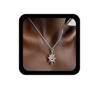 TseenYi Collar con colgante de sol dorado vintage con diseño de rayos de sol, collar de oro cúbico de amanecer, collar de cadena de flores celestiales, joyería para mujer, Zinc