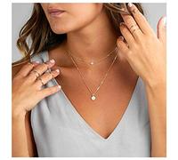 TseenYi Collar de cadena de cristal crudo con colgante de disco dorado, para mujeres y niñas