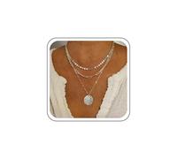 TseenYi Collar de disco de monedas en capas, collar de cadena de lentejuelas de disco dorado, cadena de clip de papel, gargantilla de monedas, collares con colgante de lentejuelas circulares bohemias