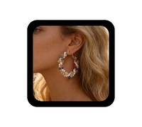 TseenYi Colorido Círculo Grande Pendientes De Aro Círculo Hueco Pendientes Geométricos Brillo Perlas De Cristal Envuelto Pendiente Del Arco Iris De Cuentas Giro Aros Joyería Para Las Mujeres