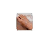 TseenYi Cristal Esclavo Anillo De Dedo Pulsera Boho Capas Anillo De Dedo Pulsera De Moda Esclavo Cadena De Joyería De La Boda De La Playa Para Las Mujeres Y Las Niñas（plata 1 Ud