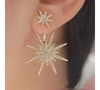 TseenYi Estrella Colgante Aretes Cz Estrella Colgante Aretes De Oro Northstar Gota Boho Sparkling Estrella Colgante Aretes Frente A La Espalda De La Joyería Del Oído Para Las Mujeres Y Las Niñas(1pcs)