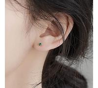 TseenYi Mini Esmeralda Cuadrada Pendientes Pendientes Esmeralda Pequeña Piedra Preciosa Pendientes De Oro Diminutos Pendientes De Cristal Esmeralda Retro Cuadrado Verde Gema Joyas Para Mujeres Y Niñas