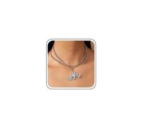 TseenYi Murciélago Collar De Capas De Plata Volando Collar Colgante Murciélago Cadena Pesada En Capas Collar Gargantilla Vampiro Murciélago Collar De Animales Punk Chunky Cadena Oscura Collar De Joyas