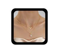 TseenYi Oro En Capas Collar En Forma De V Vintage Cz Lágrima Colgante Collar De Oro V Collares De Cadena Ajustable De Cristal De La Joyería Gargantilla Gota De Agua Para Las Mujeres