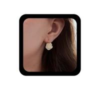 TseenYi Pendientes de aro de flores acrílicas blancas, aretes colgantes de camelia vintage, aretes colgantes de pétalos de flor blanca, aretes minimalistas de camelia para mujer, Zinc