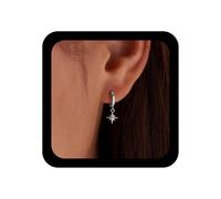 TseenYi Pendientes De Aro De Plata Estrella De La Luna De Creciente De La Vendimia Pendientes Gota Cz Starburst Pendiente Colgante Asimétrica Celestial Joyería Pendiente Declaración Para Las Mujeres