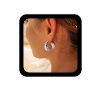 TseenYi Pendientes de aro redondos de oro, aretes gruesos y redondos con forma de círculo irregular, aretes de metal de Tai Chi Piscis, joyería para mujer, Zinc