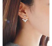 TseenYi Pendientes de margarita con diamantes de imitación de oro y circonita cúbica personalizados, de doble cara, para mujeres y niñas