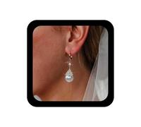 TseenYi Pendientes De Perlas Blancas Pendientes De Aro De Perlas De Cristal De La Vendimia De Perla Blancas Pendiente De La Gota De La Boda De Cuentas De Novia Joyas Pendiente Huggie Para Las Mujeres