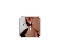 TseenYi Pendientes De Terciopelo Rojo Arco Vintage Perla Lágrima Gota Arco Cintas De Terciopelo Pendientes De Oro Cz Cuelgan Pendientes De Novia Bowknot Gota Pendientes De Joyería Para Las