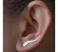 TseenYi Pendientes trepadores con forma de hoja de plata, diminutos pendientes de tuerca, para mujeres y niñas (plata)