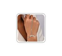 TseenYi Pulsera de anillo de cadena de mano con lentejuelas doradas, pulsera de anillo de esclavo, pulsera bohemia de cadena de disco, pulseras esclavas circulares redondas con lentejuelas