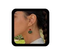 TseenYi Verde Piedra Preciosa Pendientes Colgantes Pendientes De Piedra De Jade De La Vendimia Irregular Verde Pendiente De Cuentas Elegante Joyería De Gancho De Imitación Jadeíta Para Las Mujeres