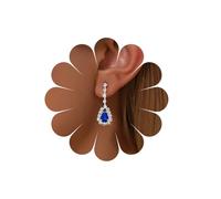 TseenYi Vintage Zafiro Lágrima Pendientes Cz Gota De Agua Colgante Pendientes De Cristal Azul Pendiente De La Boda Candelabros De Circonio Cúbico Pendiente De Joyería Para Las Mujeres