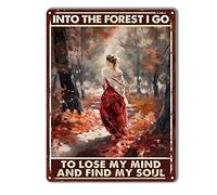 TSEZLOJH Letrero de estaño para bar e Into The Forest I Go to Lose My Mind Find My Soul Home Bar Signs para Home Bar Signs 12 x 16 pulgadas