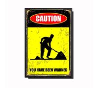 TSEZLOJH Letrero de estaño para pintar obras de carreteras en construcción, aviso de precaución, 8 x 12 pulgadas, marco de metal, pintura de estaño