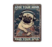 TSEZLOJH Letrero de lata de metal con texto en inglés "DJ Lose Your Mind Find Your Soul Dog Home Office" para decoración del hogar, cueva del hogar, decoración divertida de la pared del hogar, 6 x 8