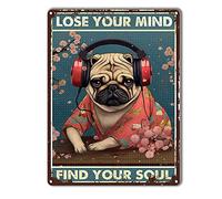 TSEZLOJH Letrero de metal con texto en inglés "DJ Lose Your Mind Find Your Soul Metal Tin Dog para cafetería, bar, pub, cerveza, bar, decoración artística, 30,5 x 40,6 cm