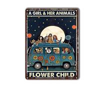TSEZLOJH Letreros de estaño con texto en inglés "A Girl Her Animals Living Life in Peace", estilo vintage, para el hogar, oficina, habitación, decoración de pared, regalo, 6 x 8 pulgadas